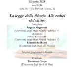 La legge della fiducia. Alle radici del diritto – 12/04/2023, h. 15.30 – Università degli Studi di Napoli, dip. Giurisprudenza