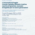 L’Università di Foggia ricorda il giudice Rosario Livatino – 30/06/2023 ore 10.00